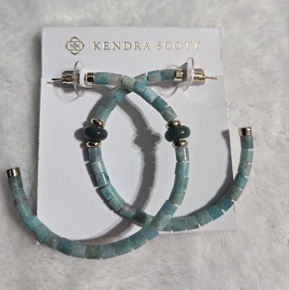 New kendra scott insley gold hoop earrings in teal amazonite